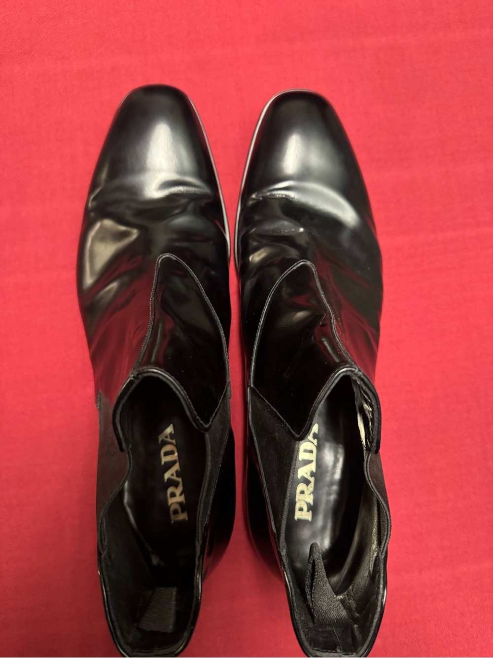 Prada Black Leather Slip-On with Gold Logo - Picture 6 of 16